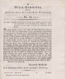 Gesetz-Sammlung für die Königlichen Preussischen Staaten, 16. August 1837, nr. 16.
