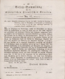 Gesetz-Sammlung für die Königlichen Preussischen Staaten, 9. September 1837, nr. 17.