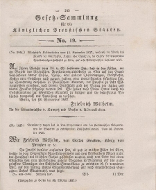 Gesetz-Sammlung für die Königlichen Preussischen Staaten, 31. Oktober 1837, nr. 19.