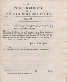 Gesetz-Sammlung für die Königlichen Preussischen Staaten, 20. November 1837, nr. 20.
