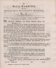 Gesetz-Sammlung für die Königlichen Preussischen Staaten, 18. Dezember 1837, nr. 22.