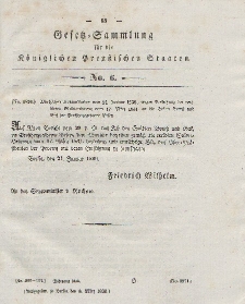 Gesetz-Sammlung für die Königlichen Preussischen Staaten, 6. März 1838, nr. 6.