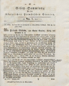 Gesetz-Sammlung für die Königlichen Preussischen Staaten, 13. März 1838, nr. 7.