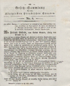 Gesetz-Sammlung für die Königlichen Preussischen Staaten, 13. März 1838, nr. 8.