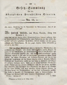 Gesetz-Sammlung für die Königlichen Preussischen Staaten, 17. März 1838, nr. 11.