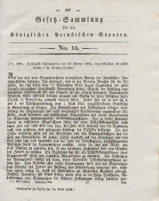 Gesetz-Sammlung für die Königlichen Preussischen Staaten, 12. April 1838, nr. 13.