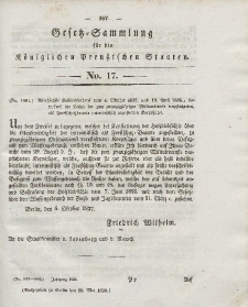 Gesetz-Sammlung für die Königlichen Preussischen Staaten, 30. Mai 1838, nr. 17.