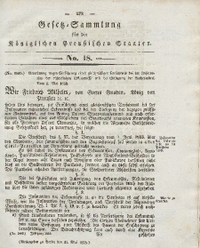 Gesetz-Sammlung für die Königlichen Preussischen Staaten, 31. Mai 1838, nr. 18.