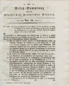 Gesetz-Sammlung für die Königlichen Preussischen Staaten, 11. Juni 1838, nr. 19.