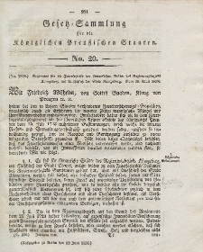 Gesetz-Sammlung für die Königlichen Preussischen Staaten, 12. Juni 1838, nr. 20.