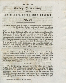 Gesetz-Sammlung für die Königlichen Preussischen Staaten, 16. Juni 1838, nr. 22.