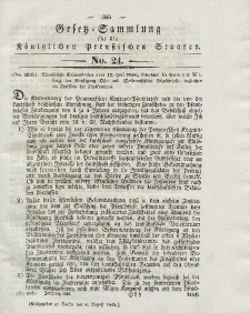 Gesetz-Sammlung für die Königlichen Preussischen Staaten, 6. August 1838, nr. 24.