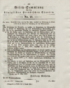 Gesetz-Sammlung für die Königlichen Preussischen Staaten, 7. August 1838, nr. 25.
