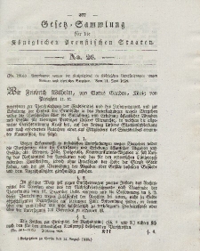 Gesetz-Sammlung für die Königlichen Preussischen Staaten, 14. August 1838, nr. 26.