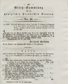 Gesetz-Sammlung für die Königlichen Preussischen Staaten, 18. August 1838, nr. 28.