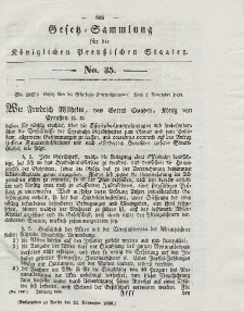 Gesetz-Sammlung für die Königlichen Preussischen Staaten, 24. November 1838, nr. 35.