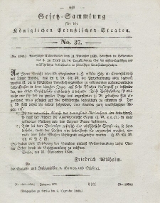 Gesetz-Sammlung für die Königlichen Preussischen Staaten, 8. Dezember 1838, nr. 37.
