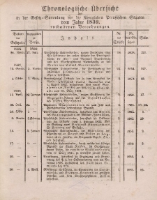 Gesetz-Sammlung für die Königlichen Preussischen Staaten (Chronologische Uebersicht), 1839