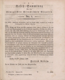 Gesetz-Sammlung für die Königlichen Preussischen Staaten, 5. Januar 1839, nr. 1.