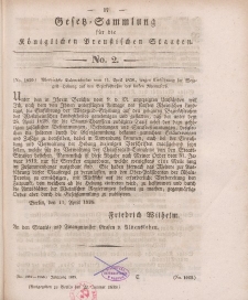 Gesetz-Sammlung für die Königlichen Preussischen Staaten, 22. Januar 1839, nr. 2.
