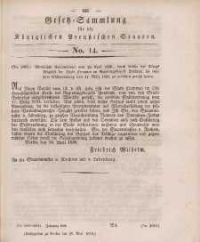 Gesetz-Sammlung für die Königlichen Preussischen Staaten, 27. Mai 1839, nr. 14.