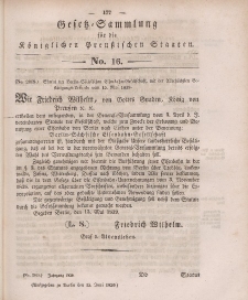 Gesetz-Sammlung für die Königlichen Preussischen Staaten, 15. Juni 1839, nr. 16.