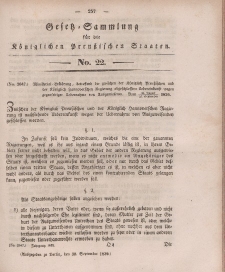 Gesetz-Sammlung für die Königlichen Preussischen Staaten, 30. September 1839, nr. 22.