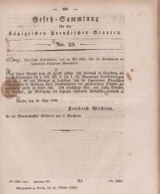 Gesetz-Sammlung für die Königlichen Preussischen Staaten, 15. Oktober 1839, nr. 23.