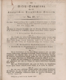 Gesetz-Sammlung für die Königlichen Preussischen Staaten, 24. Dezember 1839, nr. 27.