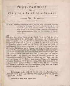 Gesetz-Sammlung für die Königlichen Preussischen Staaten, 9. Januar 1841, nr. 1.