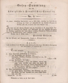 Gesetz-Sammlung für die Königlichen Preussischen Staaten, 27. April 1841, nr. 5.