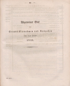 Gesetz-Sammlung für die Königlichen Preussischen Staaten (Allgemeiner Etat der Staats-Einnahmen und Ausgaben), 1841