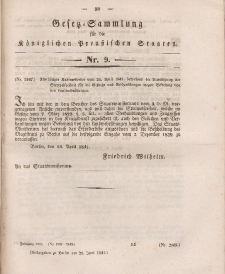 Gesetz-Sammlung für die Königlichen Preussischen Staaten, 21. Juni 1841, nr. 9.