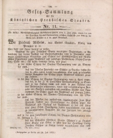 Gesetz-Sammlung für die Königlichen Preussischen Staaten, 26. Juli 1841, nr. 11.