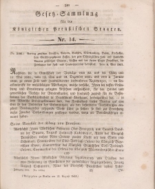 Gesetz-Sammlung für die Königlichen Preussischen Staaten, 14. August 1841, nr. 14.