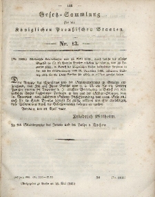 Gesetz-Sammlung für die Königlichen Preussischen Staaten, 28. Mai 1842, nr. 13.
