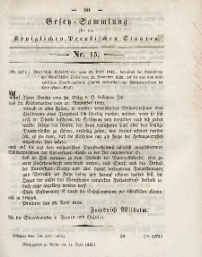 Gesetz-Sammlung für die Königlichen Preussischen Staaten, 11. Juni 1842, nr. 15.