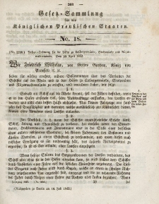 Gesetz-Sammlung für die Königlichen Preussischen Staaten, 19. Juli 1842, nr. 18.