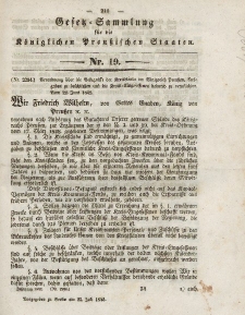 Gesetz-Sammlung für die Königlichen Preussischen Staaten, 25. Juli 1842, nr. 19.