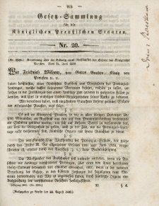 Gesetz-Sammlung für die Königlichen Preussischen Staaten, 30. August 1842, nr. 20.