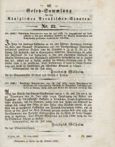 Gesetz-Sammlung für die Königlichen Preussischen Staaten, 26. Oktober 1842, nr. 22.