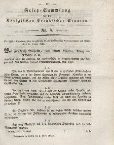 Gesetz-Sammlung für die Königlichen Preussischen Staaten, 2. März 1843, nr. 5.