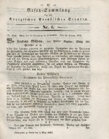 Gesetz-Sammlung für die Königlichen Preussischen Staaten, 4. März 1843, nr. 6.