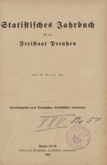 Statistisches Jahrbuch für den Freistaat Preußen, 20. Jahrgang 1923