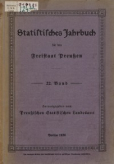 Statistisches Jahrbuch für den Freistaat Preußen, 22. Jahrgang 1925