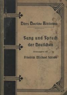 Sang und Spruch der Deutschen. Eine Auswahl aus der lyrischen und der epigrammatischen deutschen Dichtung zum Schulgebrauch...