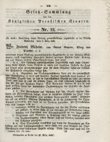 Gesetz-Sammlung für die Königlichen Preussischen Staaten, 27. März 1843, nr. 12.