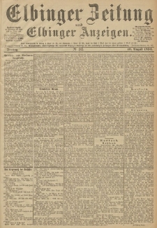 Elbinger Zeitung und Elbinger Anzeigen, Nr. 185 Freitag 10. August 1894