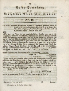 Gesetz-Sammlung für die Königlichen Preussischen Staaten, 8. Juni 1843, nr. 18.