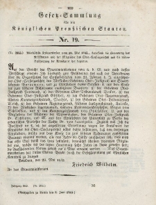 Gesetz-Sammlung für die Königlichen Preussischen Staaten, 8. Juni 1843, nr. 19.